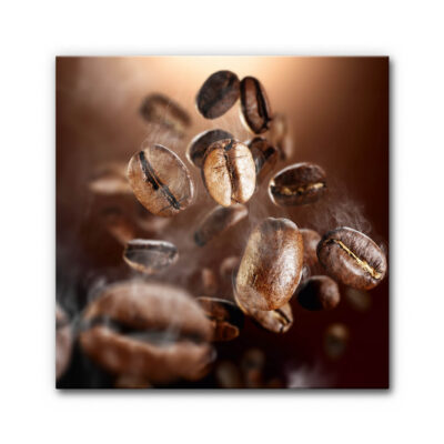 Akustikbild Kaffepause II (100 cm x 100 cm x 5 cm, AluStyle) mit schwarzem Rahmen