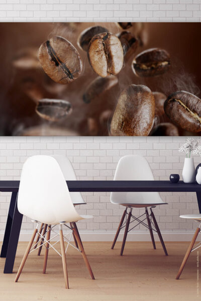 Akustikbild mit Kaffeebohnen in einem Pausenraum