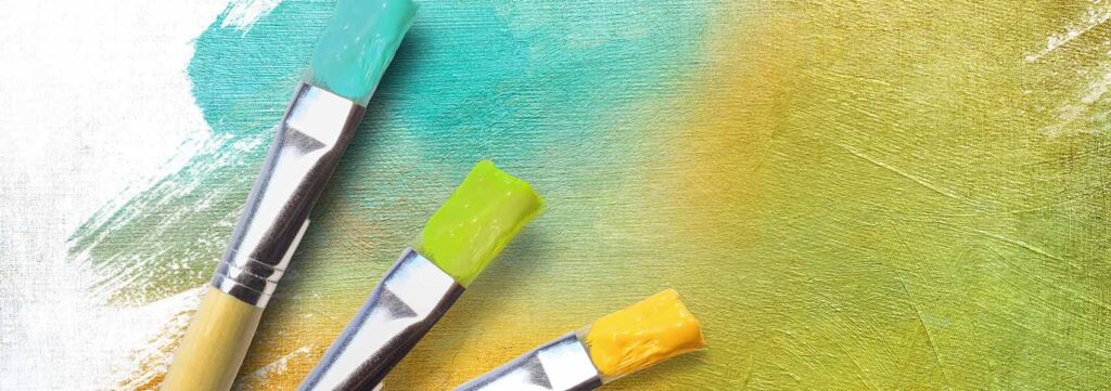 Titelbild für Akustikbilder bemalen mit Pinseln auf einer Leinwand