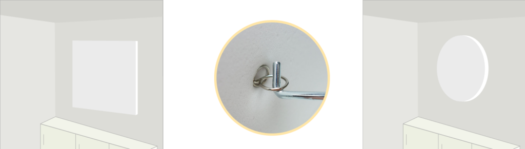 Schematische Darstellung zur Montage von Absorberplatten an Haken