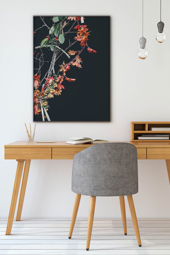 Akustikbild Red Leaves on Black