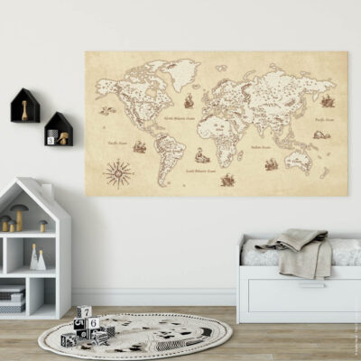 Akustikbild Weltkarte Antik-Look