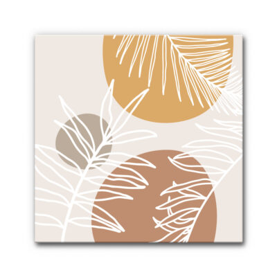 Akustikbild Autumn Leaves 3 - Minimalistisch, grafisch, modern. Sanfte Herbsttöne (Ocker, Terrakotta, Taupe) kombiniert mit linearen Blattstrukturen. Ruhige, klare Komposition – perfekt für ein cleanes Interior mit natürlichem Akzent.