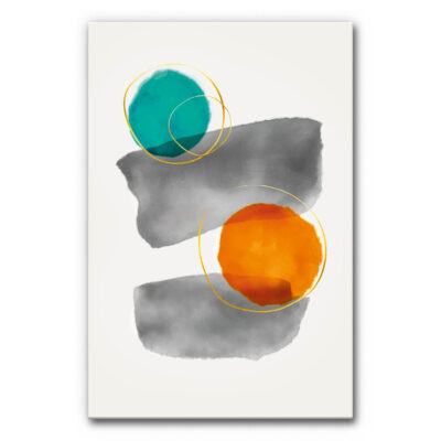 akkustikbild manufaktur schallabsorbtion abstrakt modern illustration grau orange blue golden rings 2 5