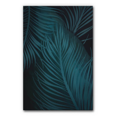 Akustikbild Tropical Camouflage 2 ist eine Illustration von Palmblättern vor dunklem Hintergrund.