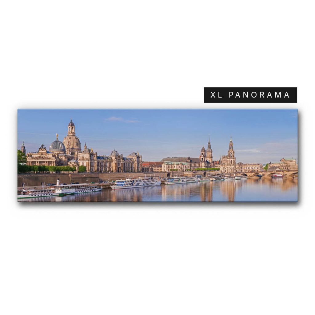 Akustikbild Elbblick Dresden zeigt die Sicht auf die Altstadt Dresdens mit der Frauenkirche und der Elbe im Vordergrund.