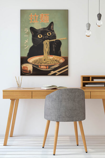 akustikbild manufaktur japan art katze mit nudeln 1 11