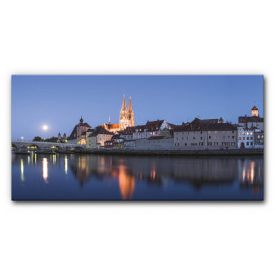 Akustikbild Regensburg mit Mond  (200x100x4 cm CanvasStyle)