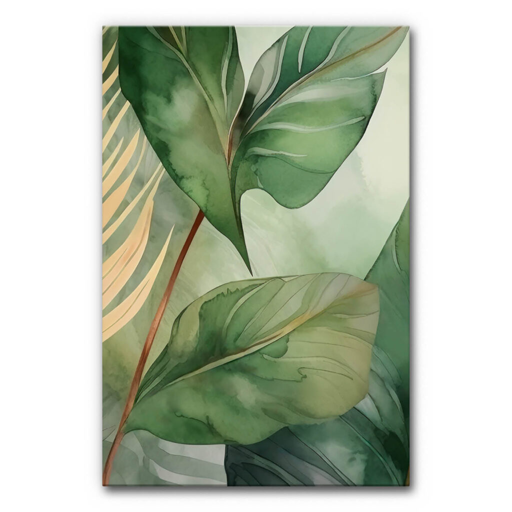 Akustikbild Tropical 3 ist eine Illustration von tropischen Pflanzen umgesetzt mit Wasserfarbe.