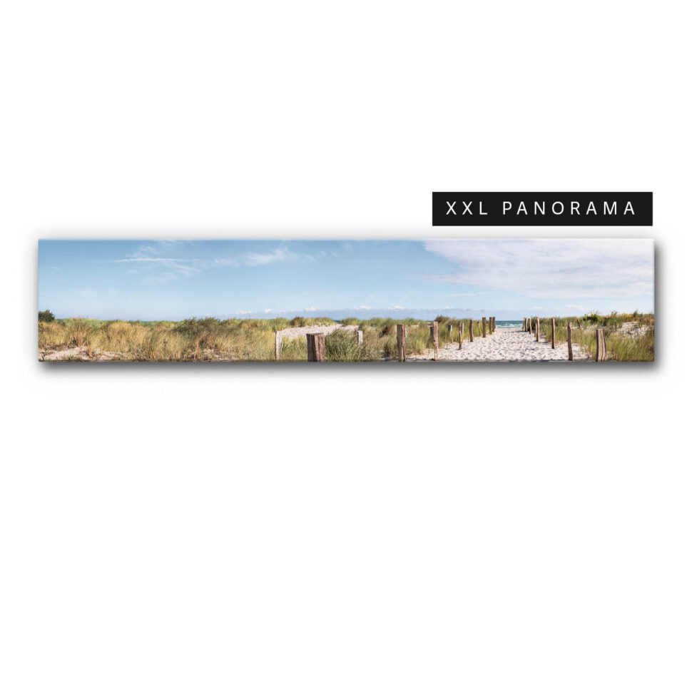 Akustikbild Ostseestrand 4 zeigt einen Weg durch eine Dünenlandschaft mit dem Meer am Ende des Weges.