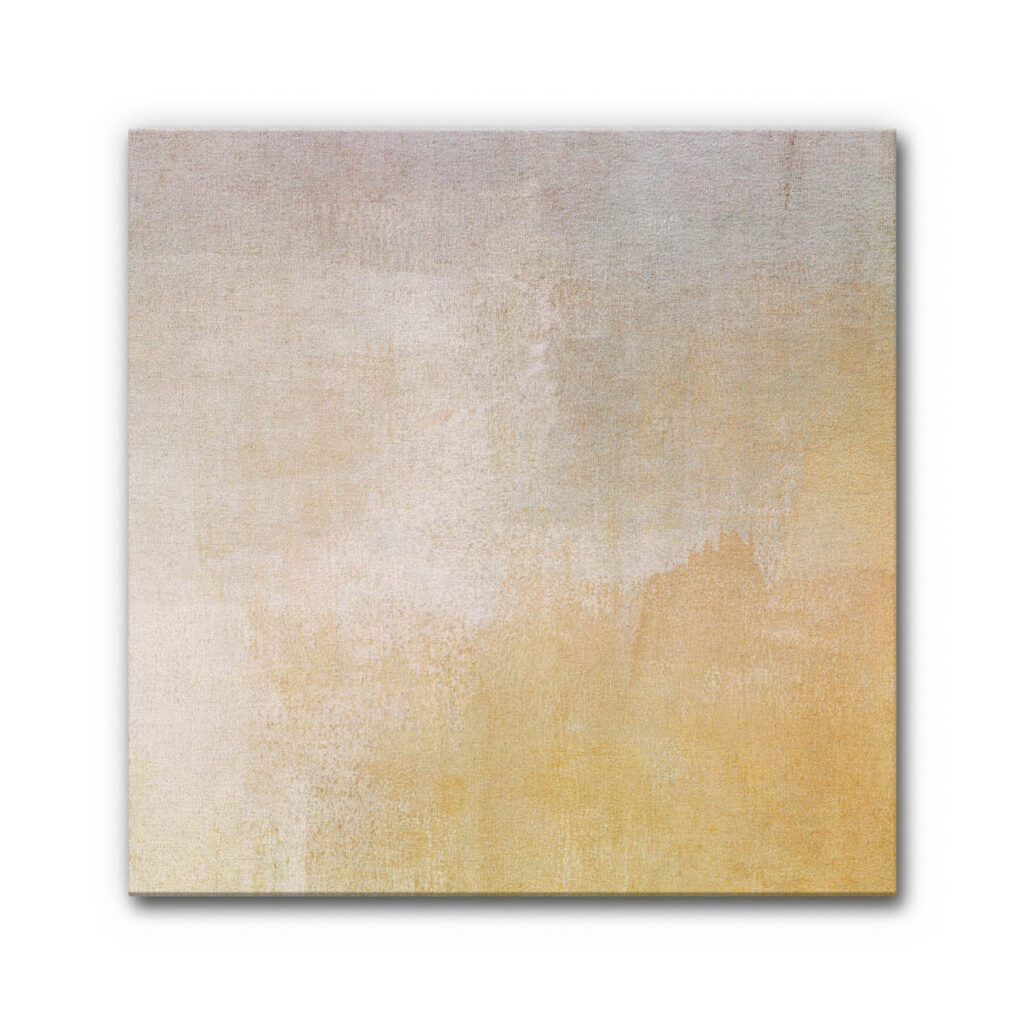 Das Akustikbild im Moment der Stille zeigt eine sanft verlaufende, abstrakte Farbfläche in warmen Beige-, Creme- und Ockertönen mit feiner, strukturierter Oberfläche und ruhiger Ausstrahlung.