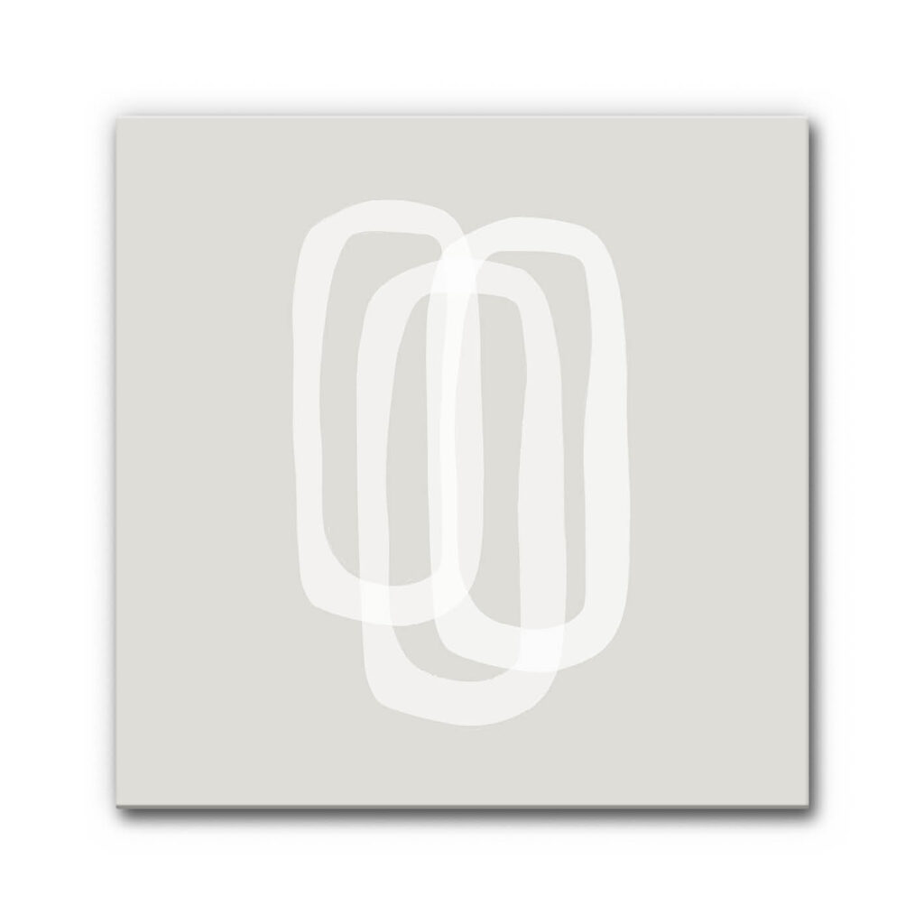 Design-Akustikbild Resonanz abstrakt mit überlagerten geometrischen Formen in Grautönen, minimalistische Komposition mit transparenter Linienwirkung und ruhiger Gestaltung.