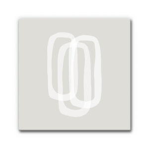 Design-Akustikbild Resonanz abstrakt mit überlagerten geometrischen Formen in Grautönen, minimalistische Komposition mit transparenter Linienwirkung und ruhiger Gestaltung.