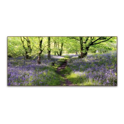 Akustikbild Waldpfad in Violett (200 x 90 x 5cm, WoodStyle) mit Rahmen aus Eiche