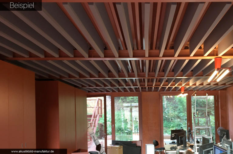 Günstige Akustikdeke mit Schallabsorberplatten im Set aus Basotect Farbe Dunkelgrau (Akustik Baffeln)