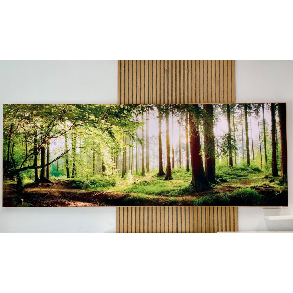 Akustikbild Wald 5 (260cm x 100cm x 5cm, WoodStyle) mit Rahmen aus Eiche