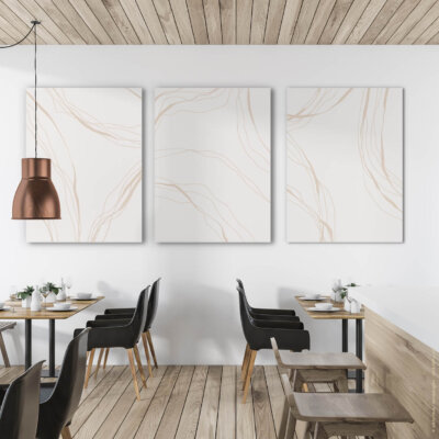 Akustikbild Linien auf Zart-Creme I