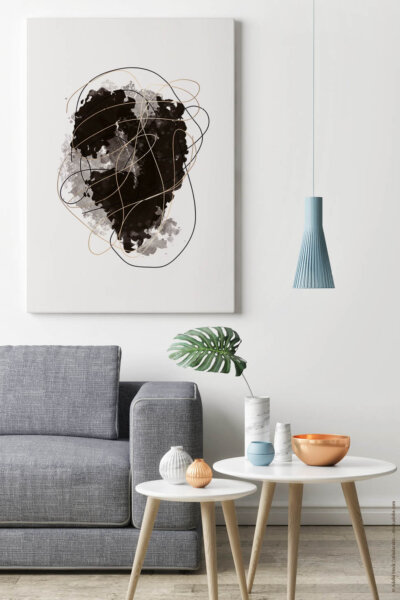 Akustikbild Warm Black with Golden Lines 2