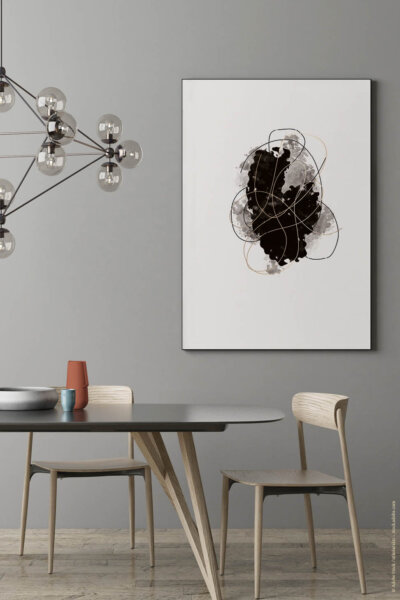 Akustikbild Warm Black with Golden Lines I