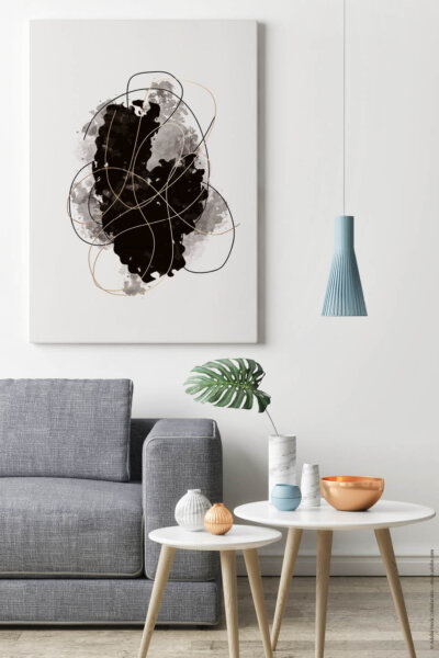 Akustikbild Warm Black with Golden Lines I