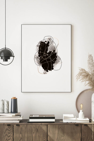 Akustikbild Warm Black with Golden Lines I