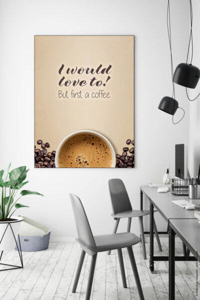 Akustikbild But First Coffee