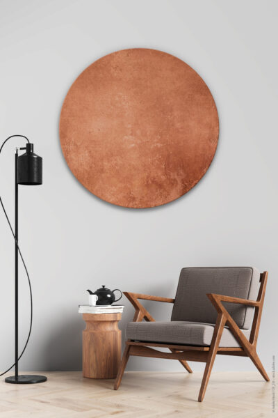 Rundes Akustikbild Abstrakt Kupfer (Ø 120 cm, 2-Punkt Montage Wand) – Bild 2