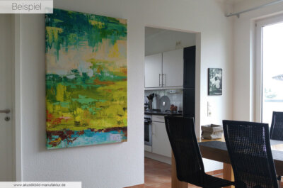Akustikbild mit abstrakter Kunst, rahmenlos im Sonderformat 150 x 100 cm