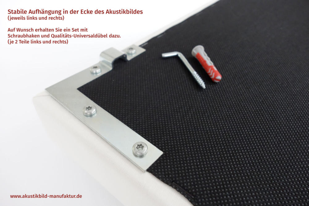 Aufhängung für das Akustikbild mit einer Höhe von 5 mm.