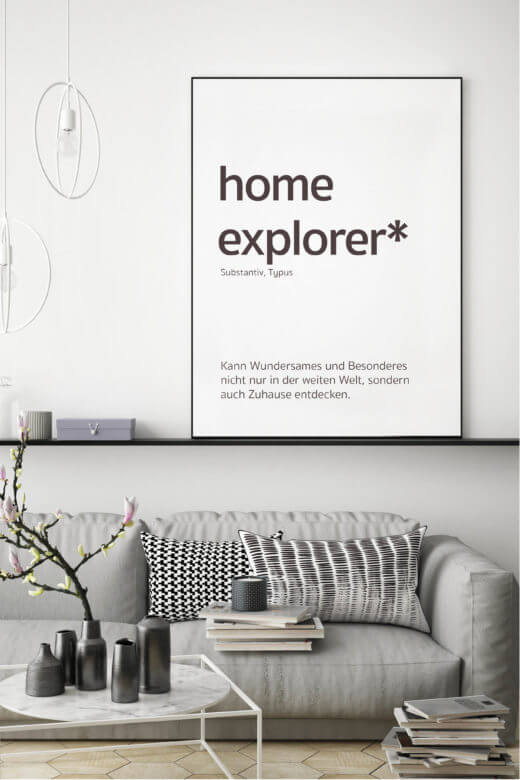 Akustikbild mit Spruch Home Explorer