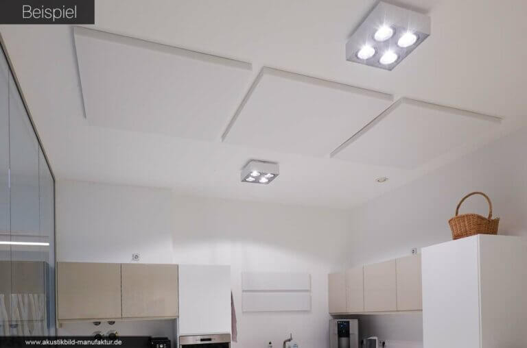 Schallschutzplatte Quadrat in einer Büro-Küche