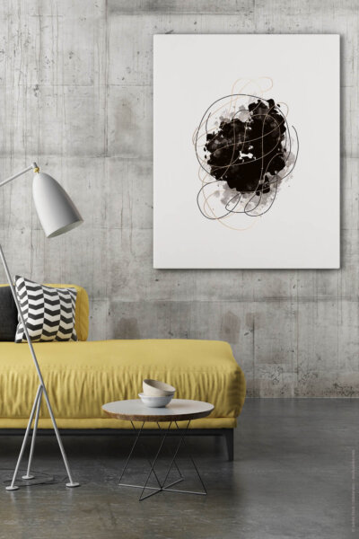 Akustikbild Warm Black with Golden Lines III