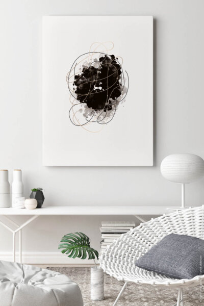 Akustikbild Warm Black with Golden Lines III