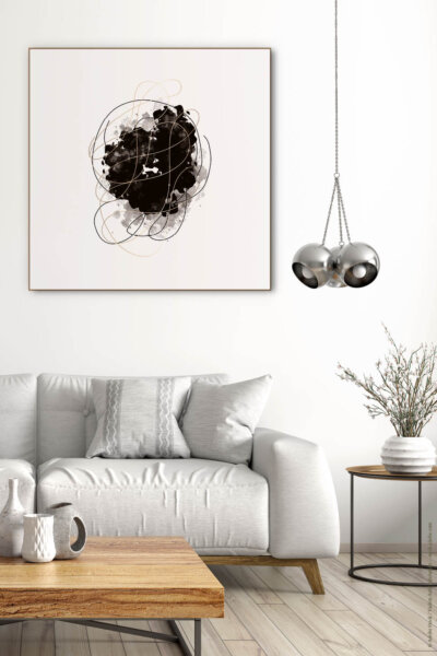 Akustikbild Warm Black with Golden Lines III