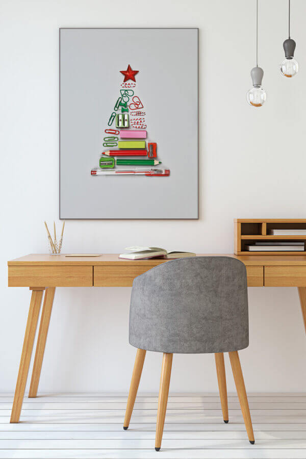 Weihnachtsdeko Büro mit Akustikbild Christbaum 2