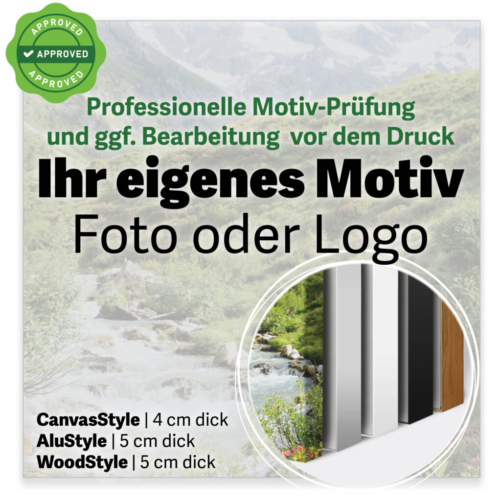 Teaser-Bild mit Rahmenauswahl für ein Akustikbild mit eigenem Motiv