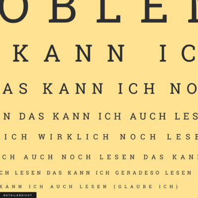 Akustikbild Spruch: Sehtest "Kein Problem" (Farbe individualisierbar)