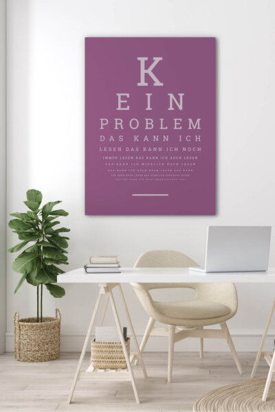 Akustikbild Spruch: Sehtest "Kein Problem" (Farbe individualisierbar)