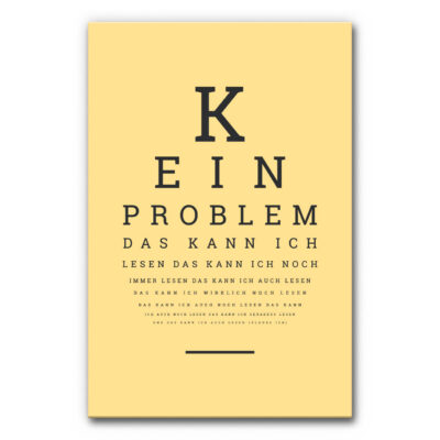 Akustikbild Spruch: Sehtest "Kein Problem" (Farbe individualisierbar)