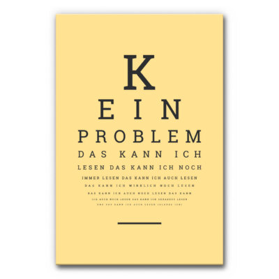 Akustikbild Spruch: Sehtest "Kein Problem" (Farbe individualisierbar)