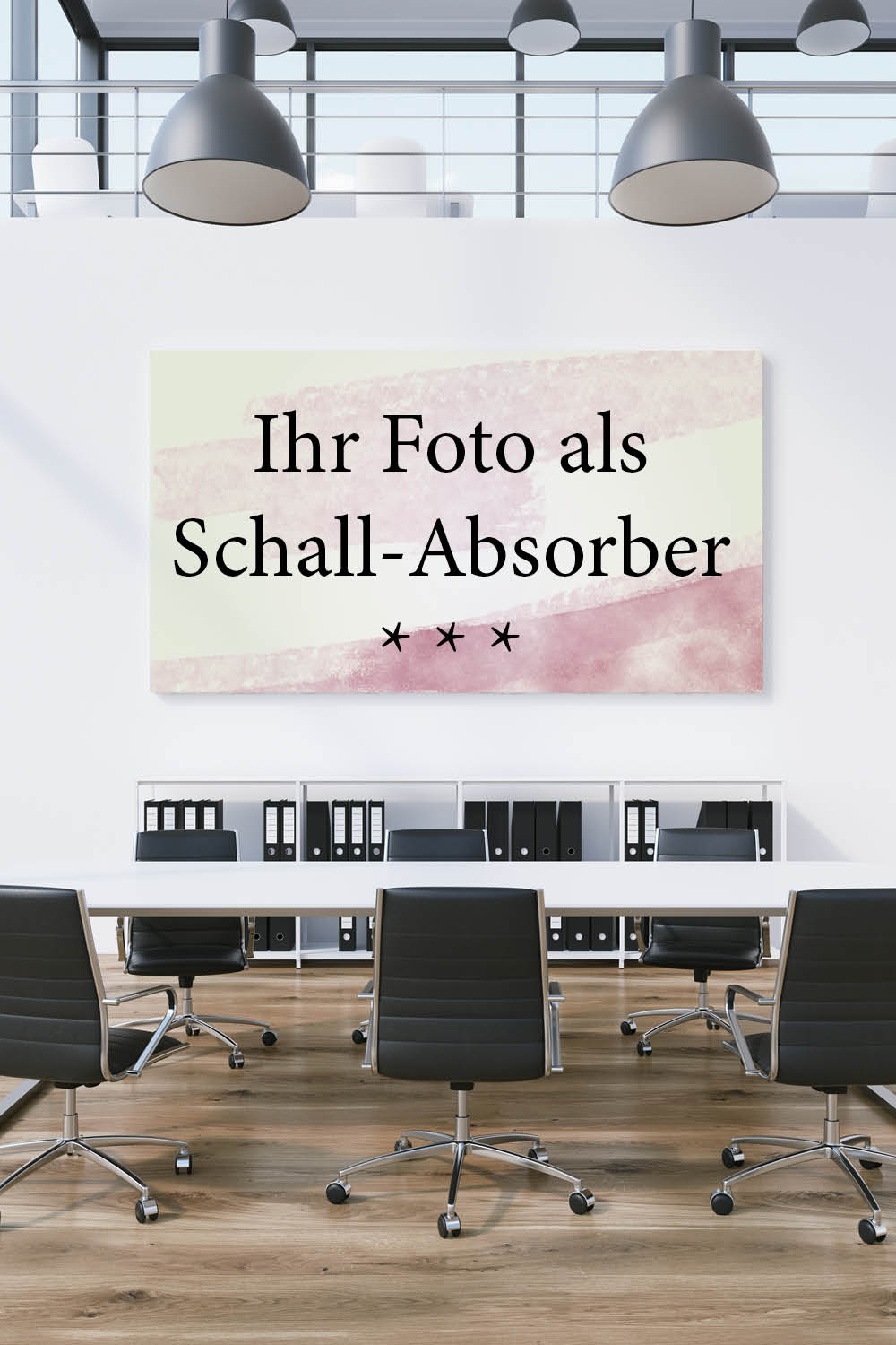 Ansicht eines schallschluckenden Elementes mit eigenem Motiv in einem Besprechungsraum