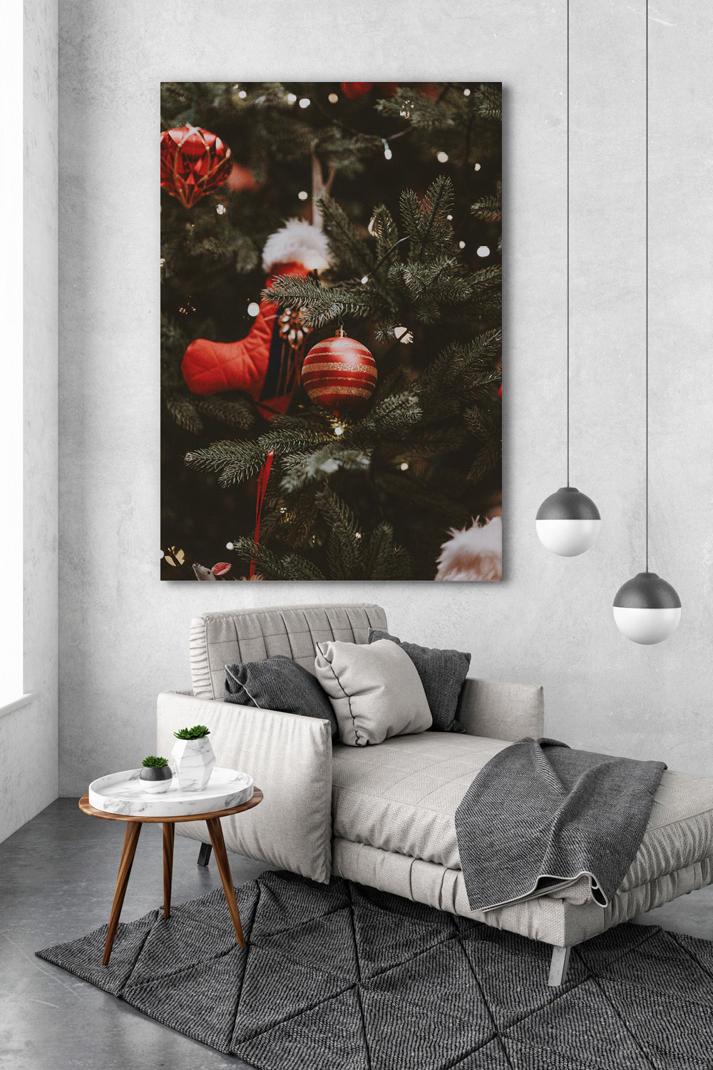 Wohnzimmer Weihnachten Deko Gruener Schmuck