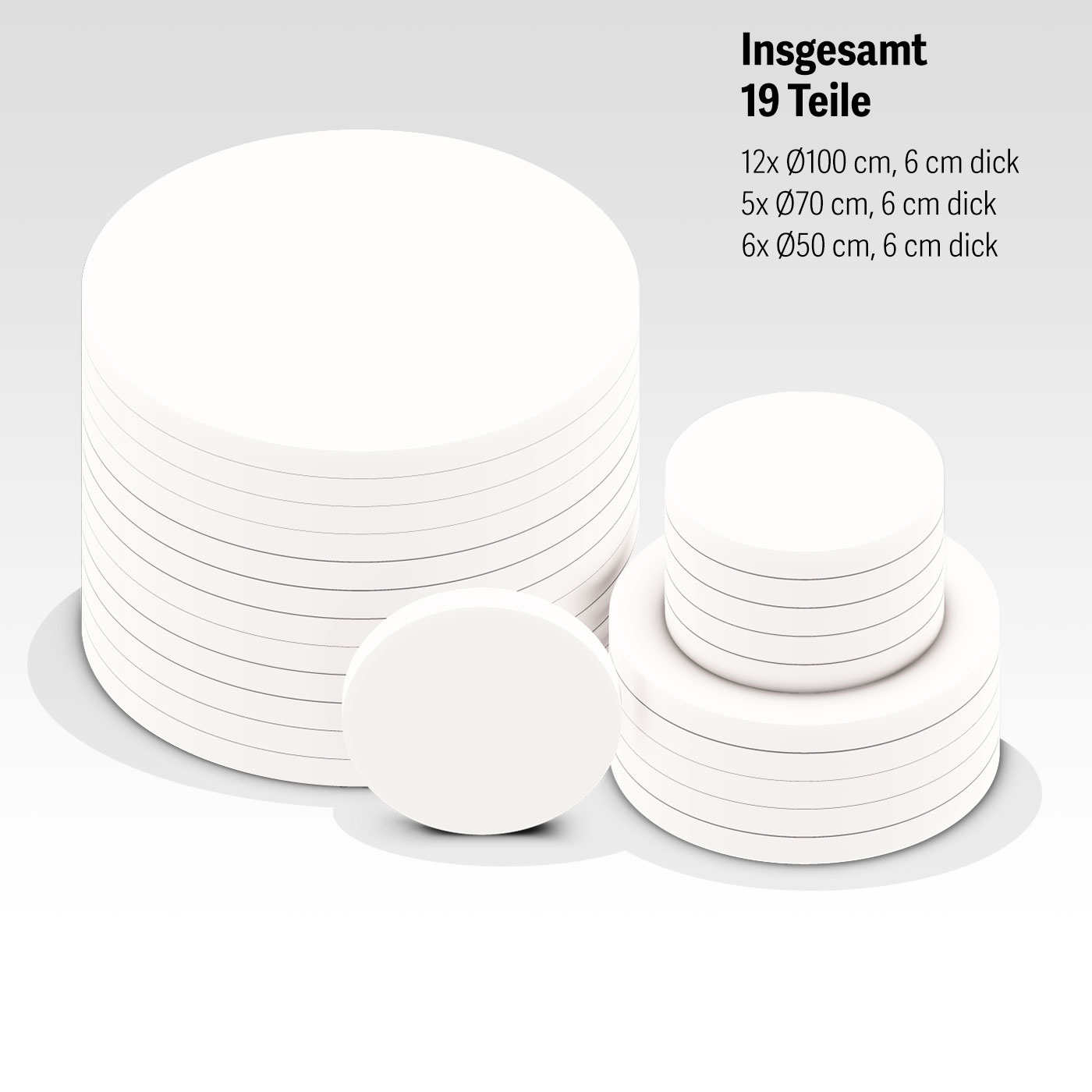 Schallschutz Platten Set aus Basotect® mit 19 Kreisen 