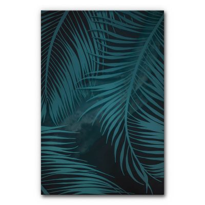 Akustikbild Tropical Camouflage 1 ist eine Illustration von Palmblättern vor dunklem Hintergrund.