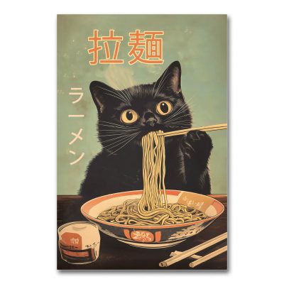 akustikbild-manufaktur-japan-art-katze-mit-nudeln-1-silber