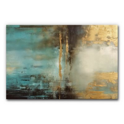 Design-Akustikbild in Blau-Gold-Optik