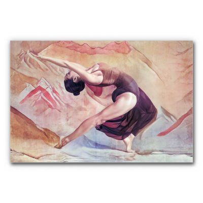 Das Akustikbild Stretch ist eine Illustration, die eine Tänzerin in weit gestreckter Pose zeigt.