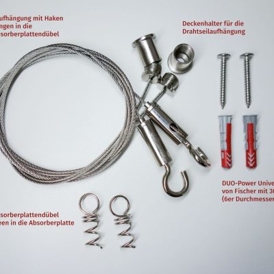 Runde Schallabsorberplatten mit Seilabhängung