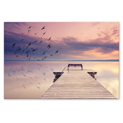 Akustikbild Möven am Steg  (120x80x4 cm CanvasStyle)