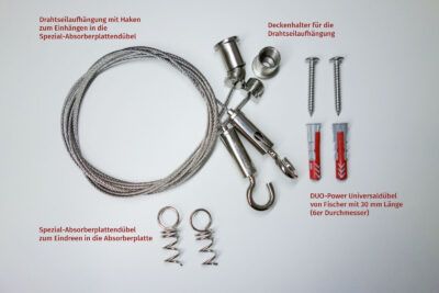 Runde Schallabsorberplatten mit Seilabhängung
